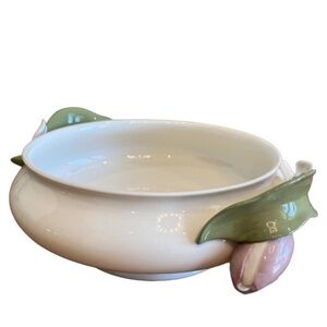 Goebel W Germany Vintage White  Porcelain w/Tulip Handle Dinnerware Serving Bowl